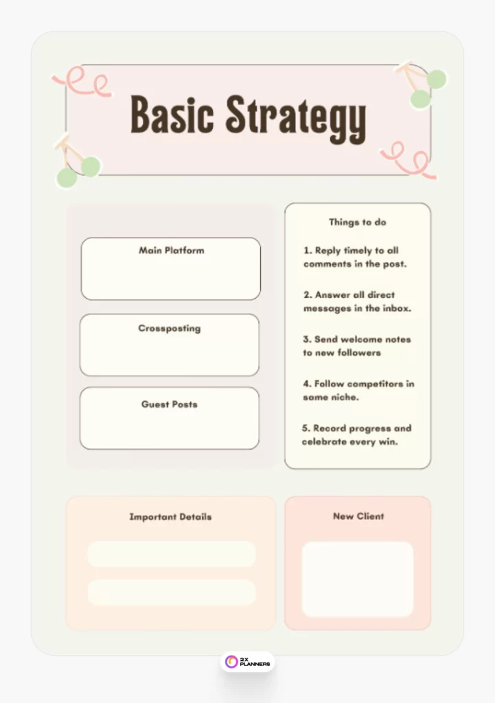 Peach Pastel Cute Social Media Planner