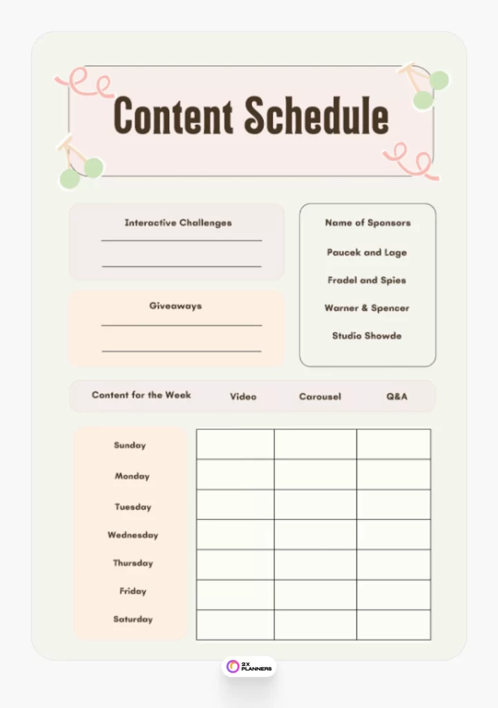 Peach Pastel Cute Social Media Planner