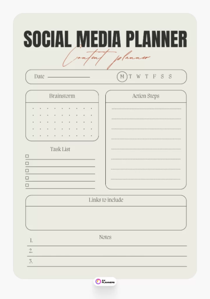 Beige Modern Social Media Content Planner