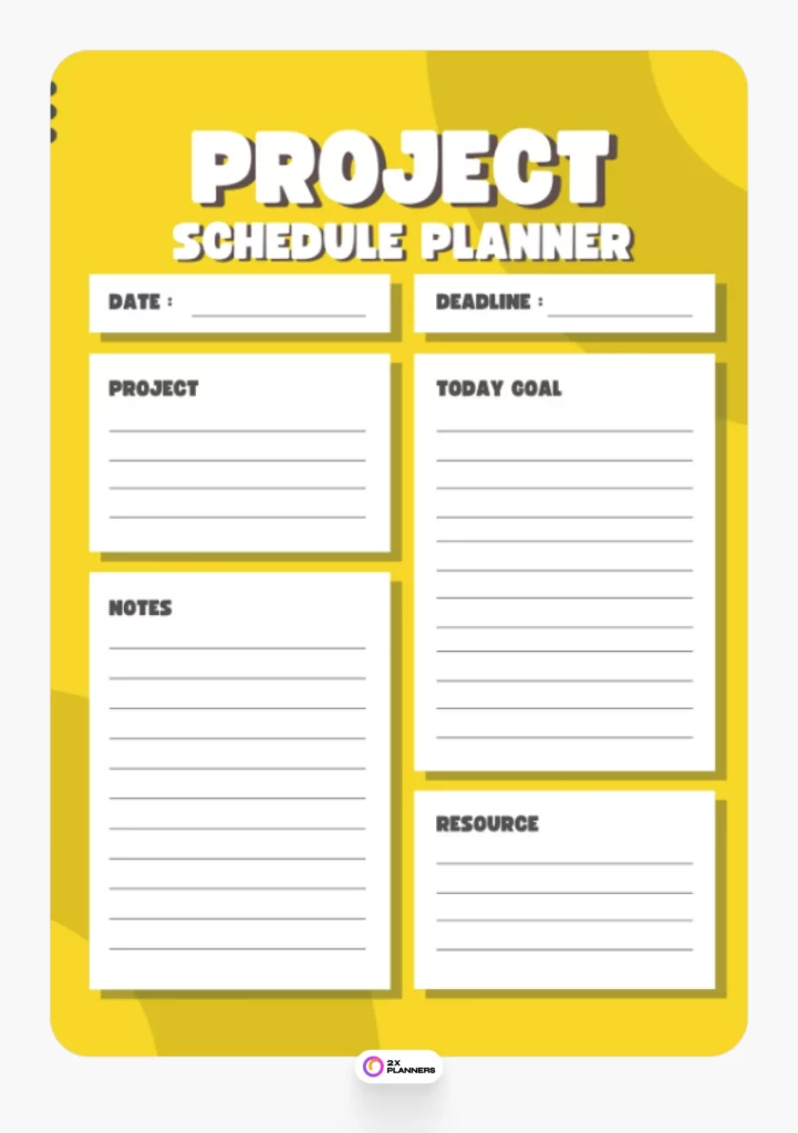 Yellow Creative Project Schedule Planner