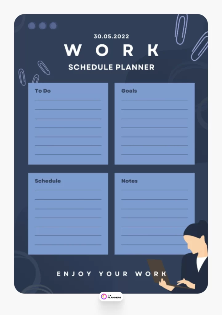 Blue Creative Work Schedule Planner