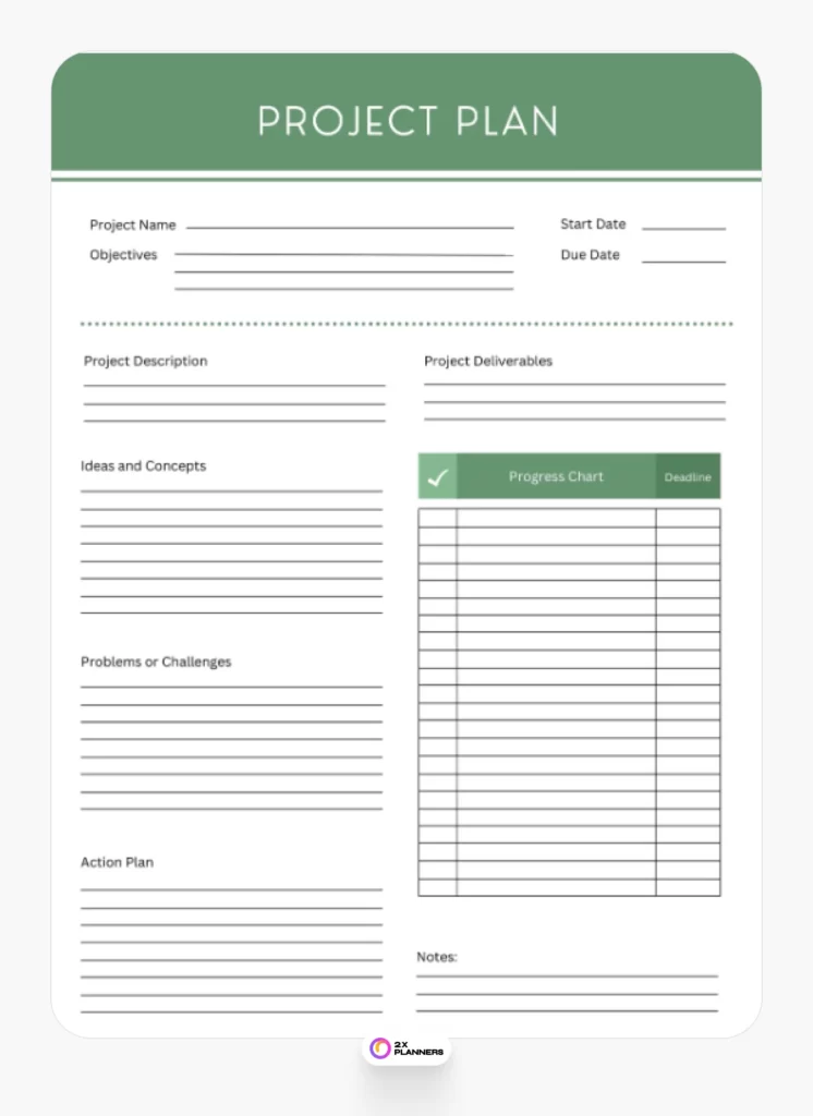 Green and White Professional Project Plan