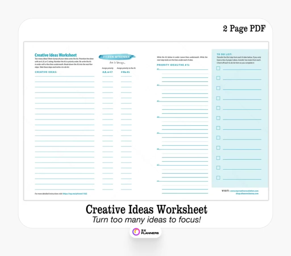 Creative Ideas Printable Worksheet