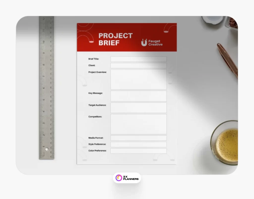 White Red Simple Project Creative Brief Form Planner