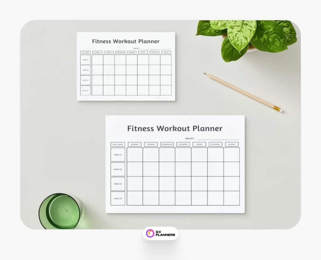 Canva Black and White Lines Workout Planner