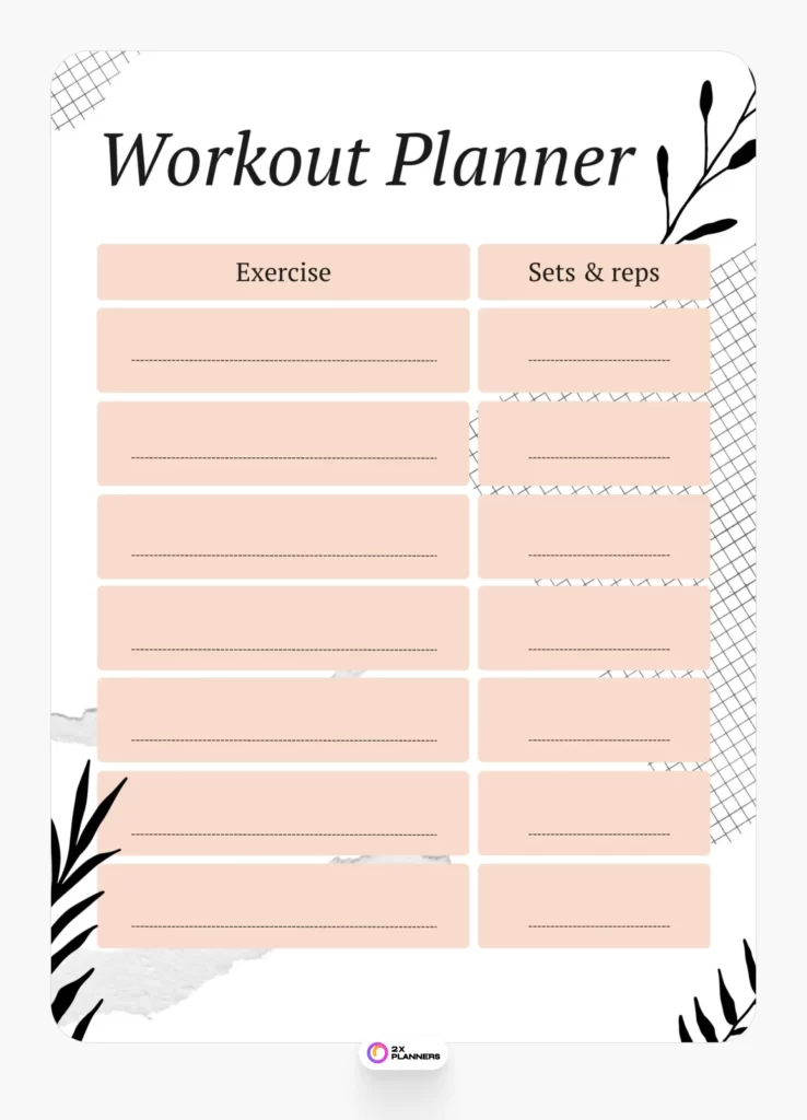 Canva Pink Modern Workout Planner Document Template