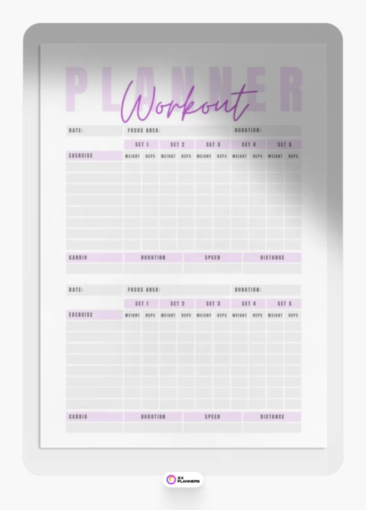 Bold Minimalistic Fitness Log Workout Planner for Canva