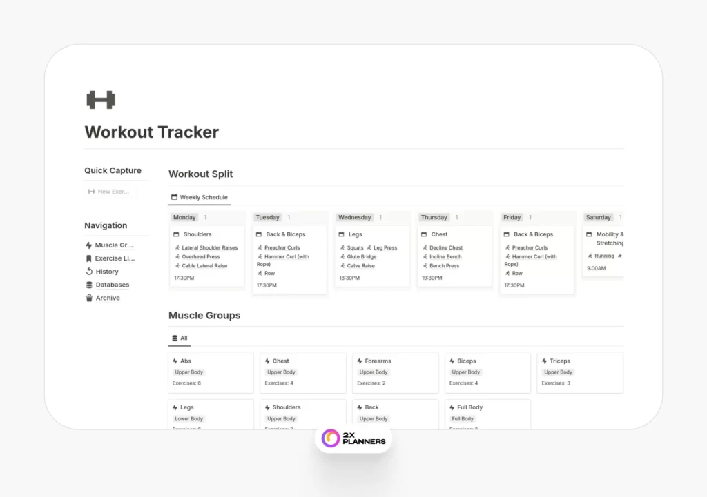 Notion Workout Tracker