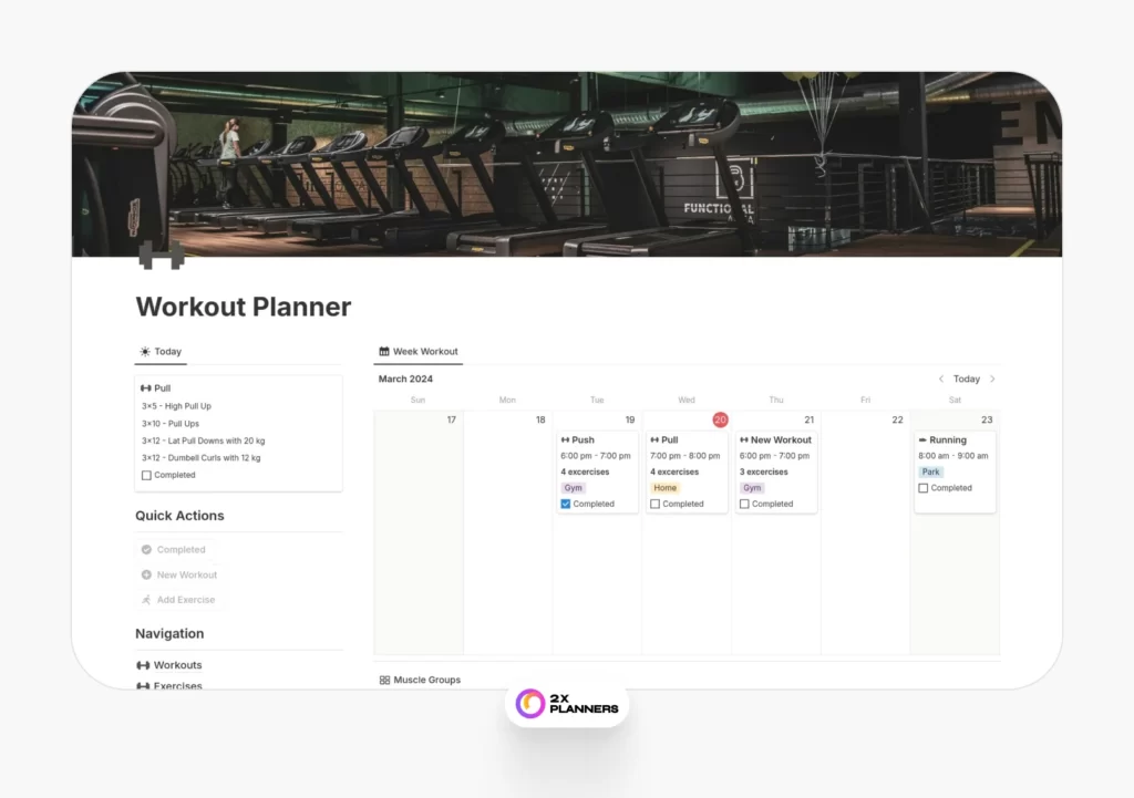 Notion Workout Planner
