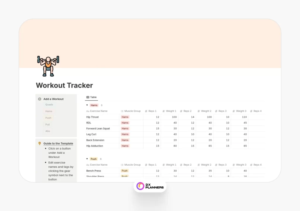 A Simple Notion Workout Tracker
