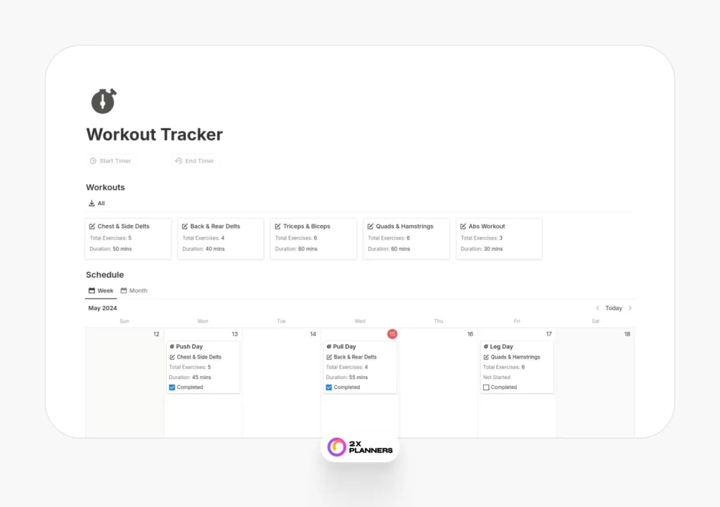 Notion Workout Tracker