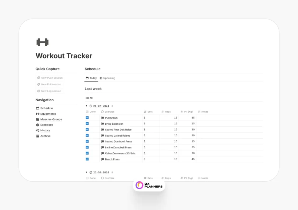 Notion Workout Tracker