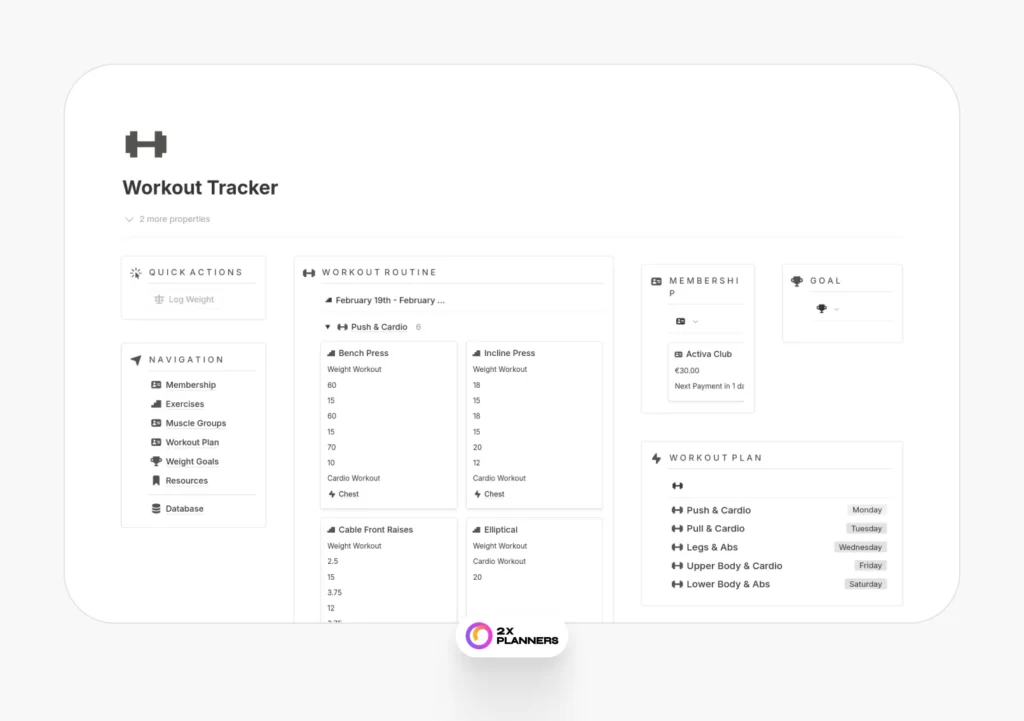 Notion Workout Tracker