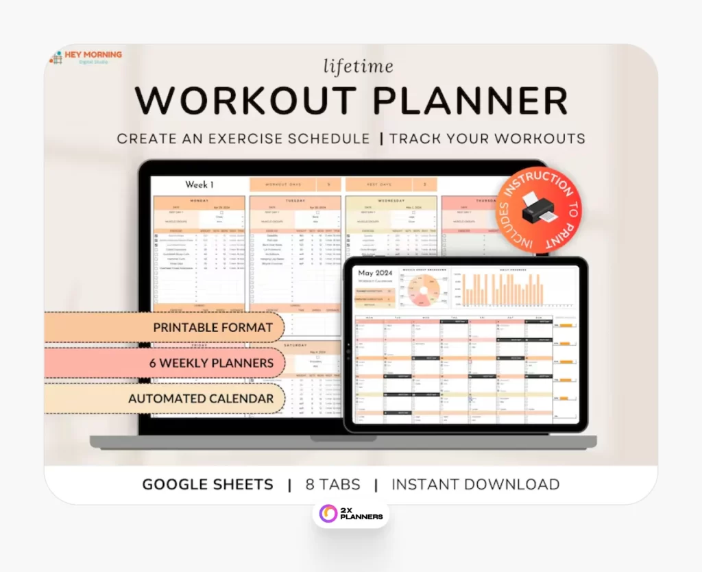 Workout Planner Google Sheets Exercise Tracker