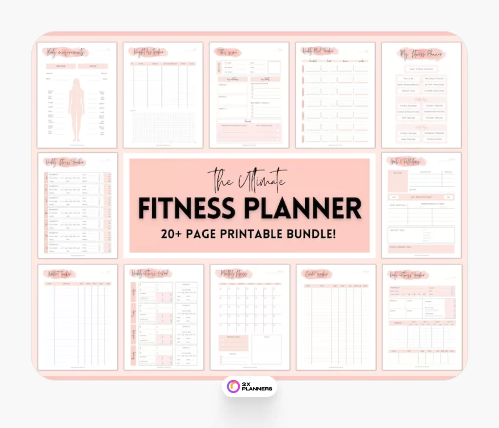 Printable Fitness Planner and Weight Loss Tracker BUNDLE