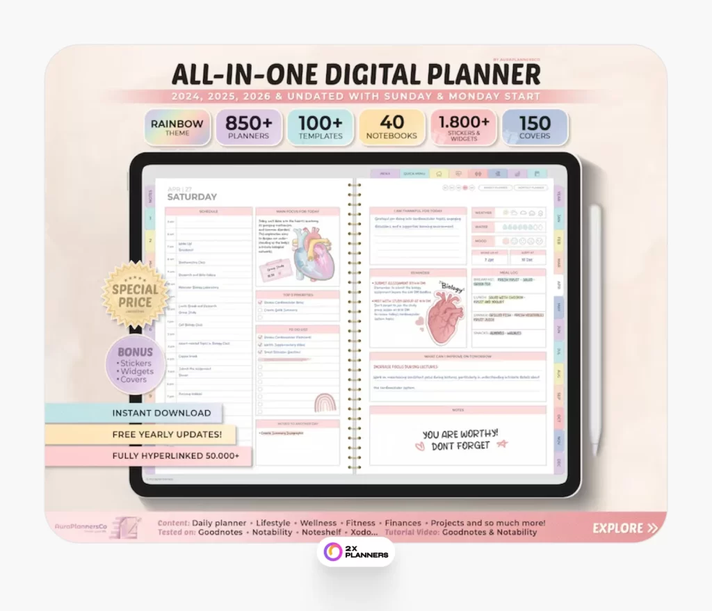 GoodNotes All-in-One Digital Planner 2024, 2025, 2026