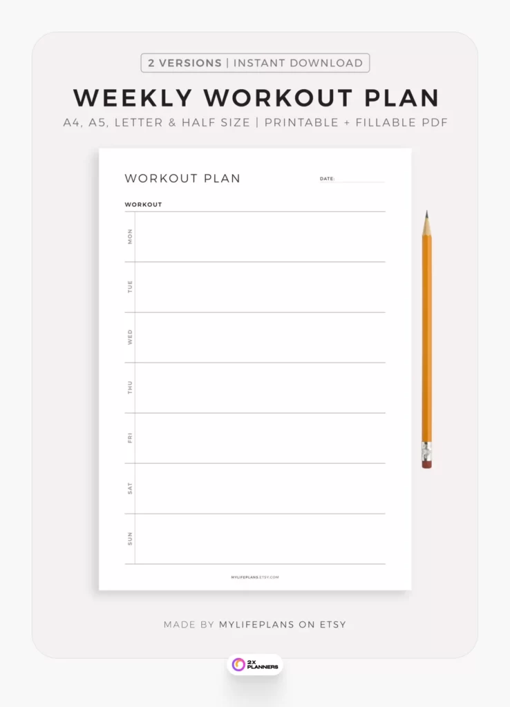 Printable Weekly Workout Planner