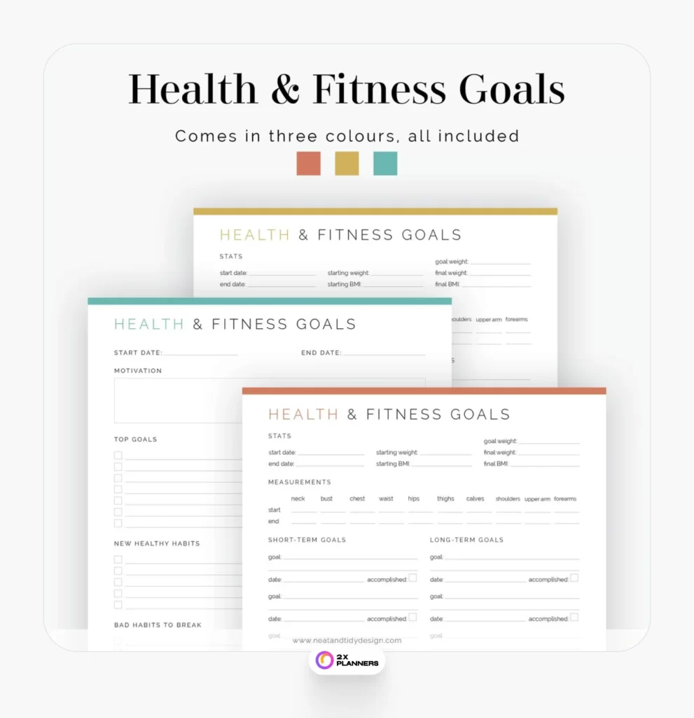 Printable PDF Health & Fitness Planner