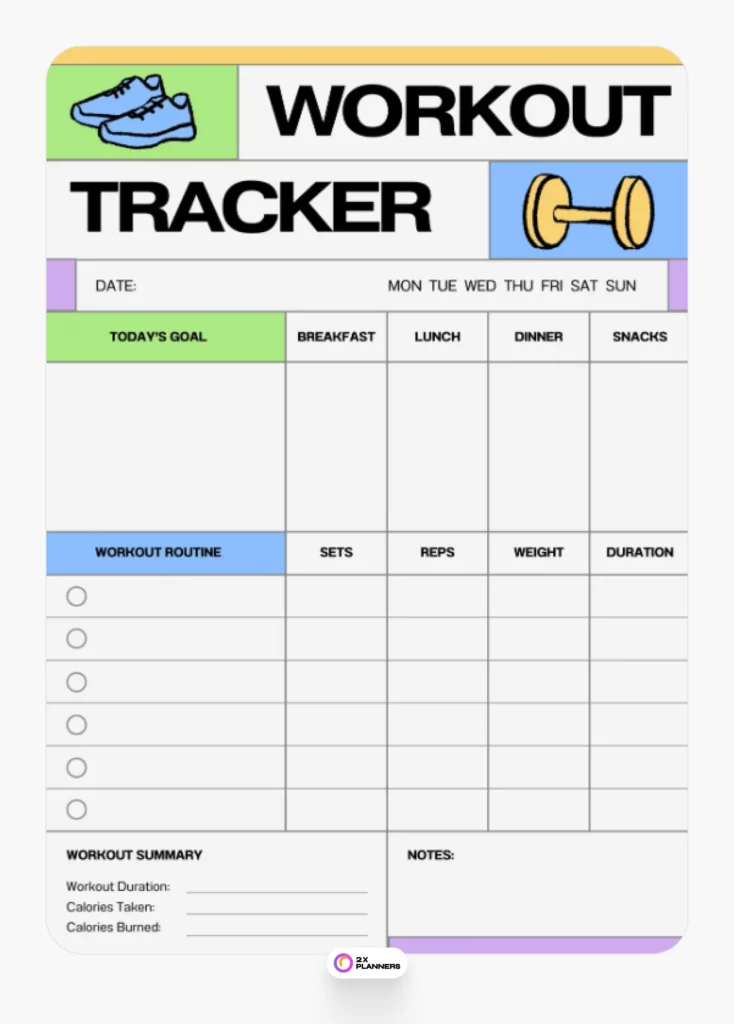 Canva Colorful Bold Illustrative Workout Planner