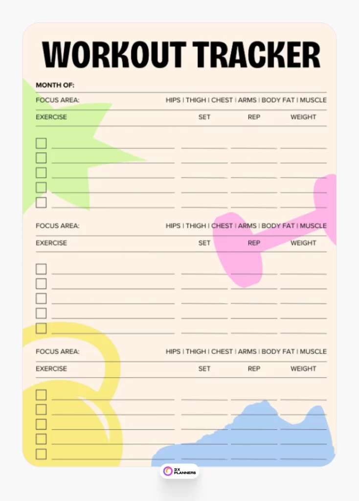 Canva Colorful Illustrative Workout Tracker Planner