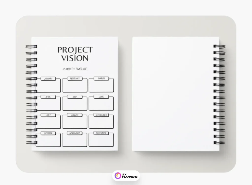Black and White Bordered Project Schedule Planner
