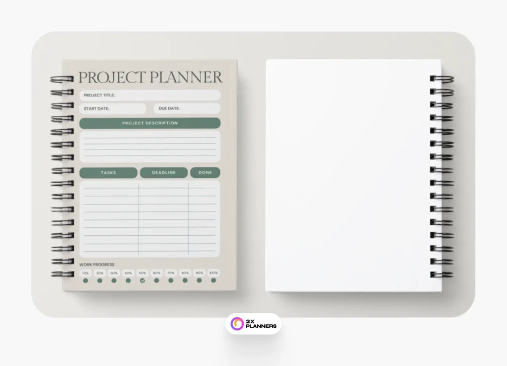 Beige Green Minimalist Project Planner