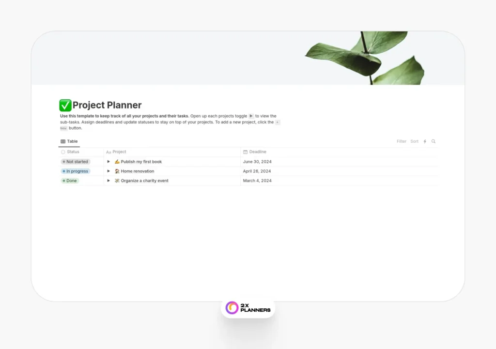 Simple Project Planner