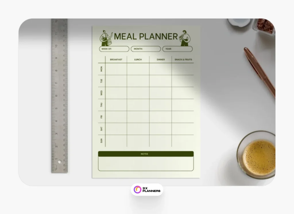 Green Minimalist Illustrative Meal Planner