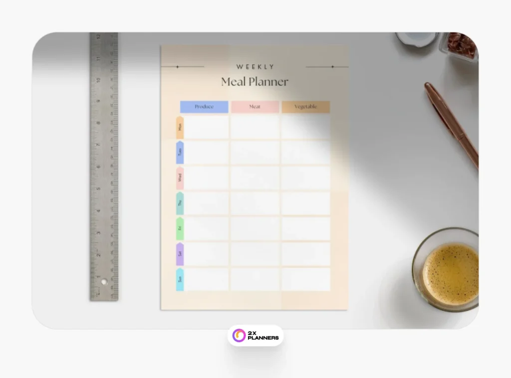 Floral Weekly Meal Planner