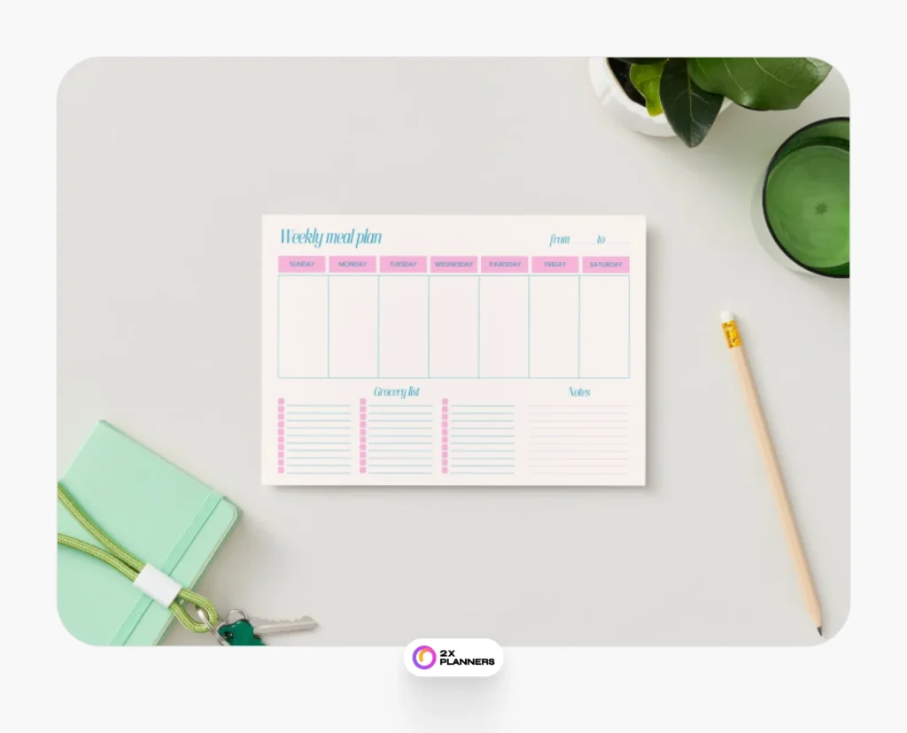 Pink and Blue Minimalist Weekly