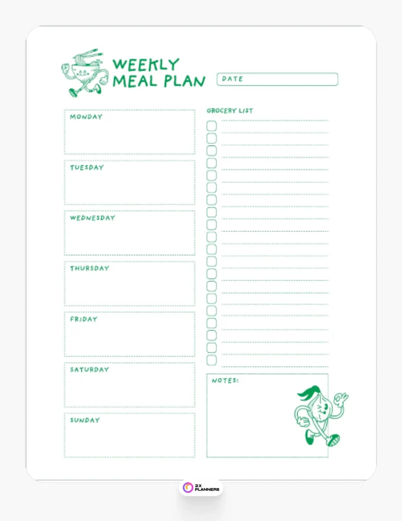 Green Retro Minimalistic Simple Weekly