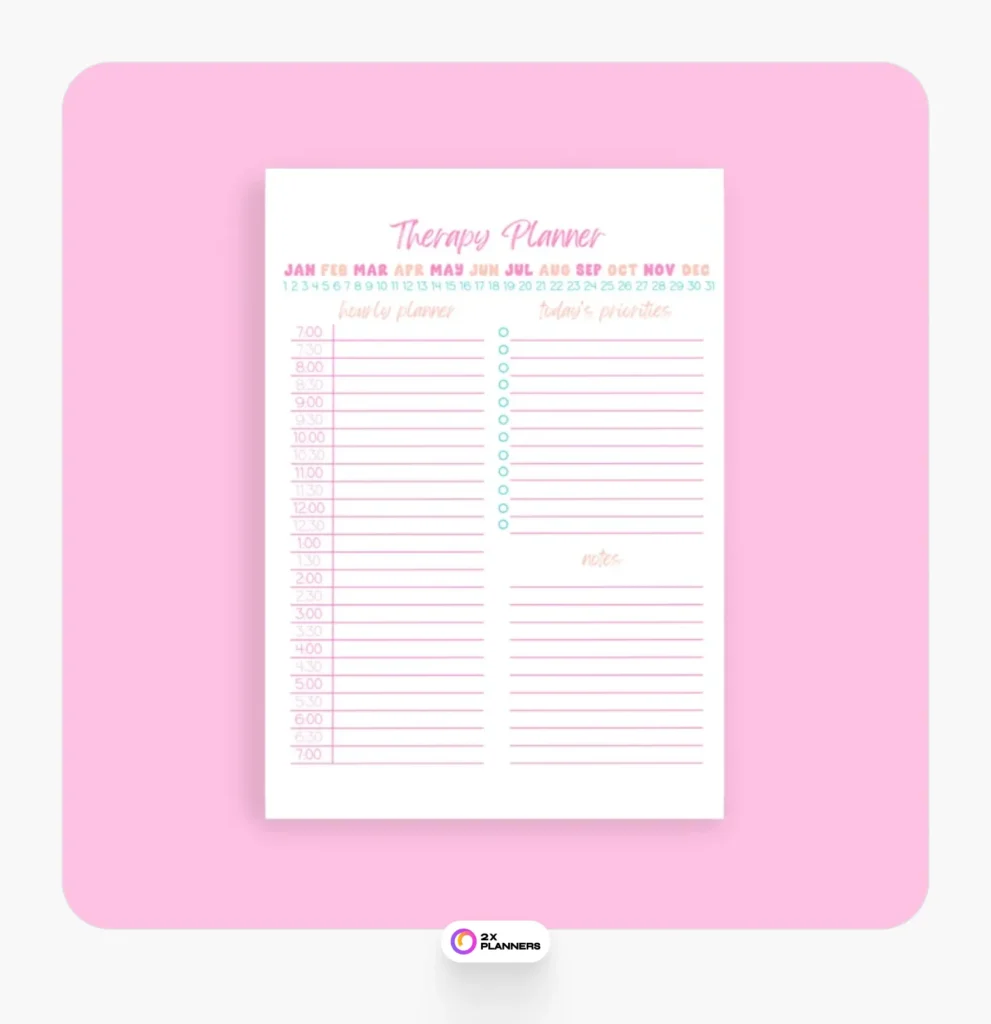 SLP OT PT Printable Planner Sheet