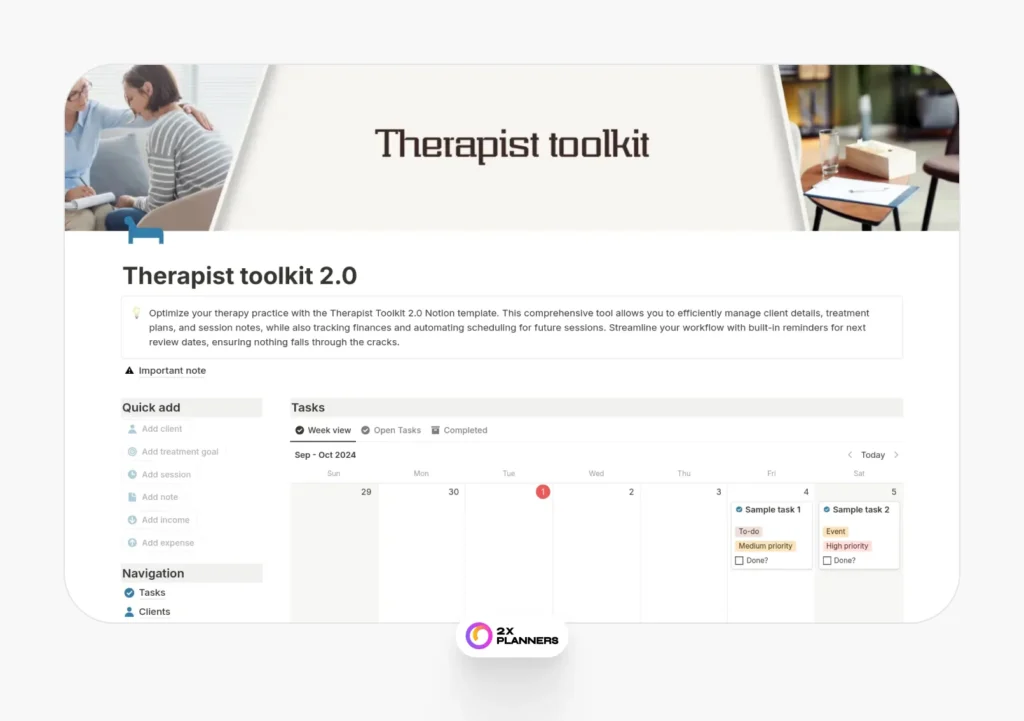 Therapist toolkit