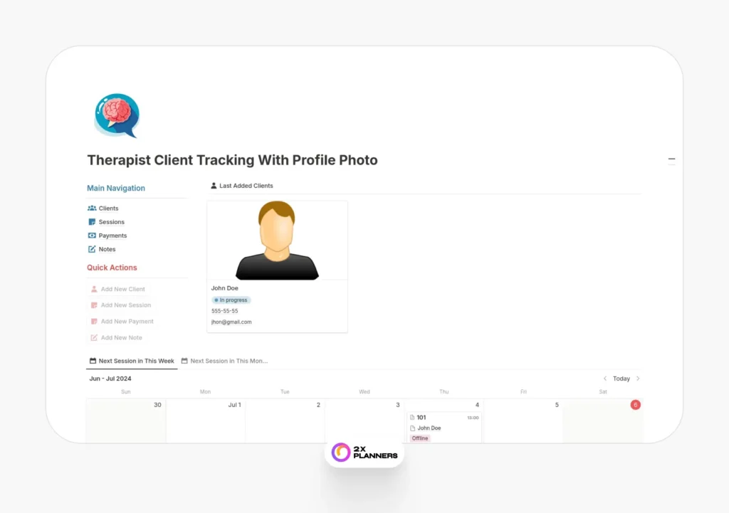 Therapist Planner - Client- Session Tracker
