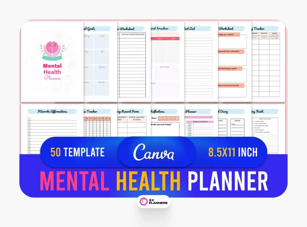 Mental Health Planner Canva Template