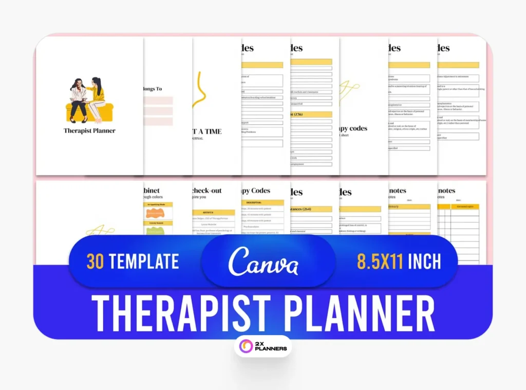 Printable Therapist Planner Canva