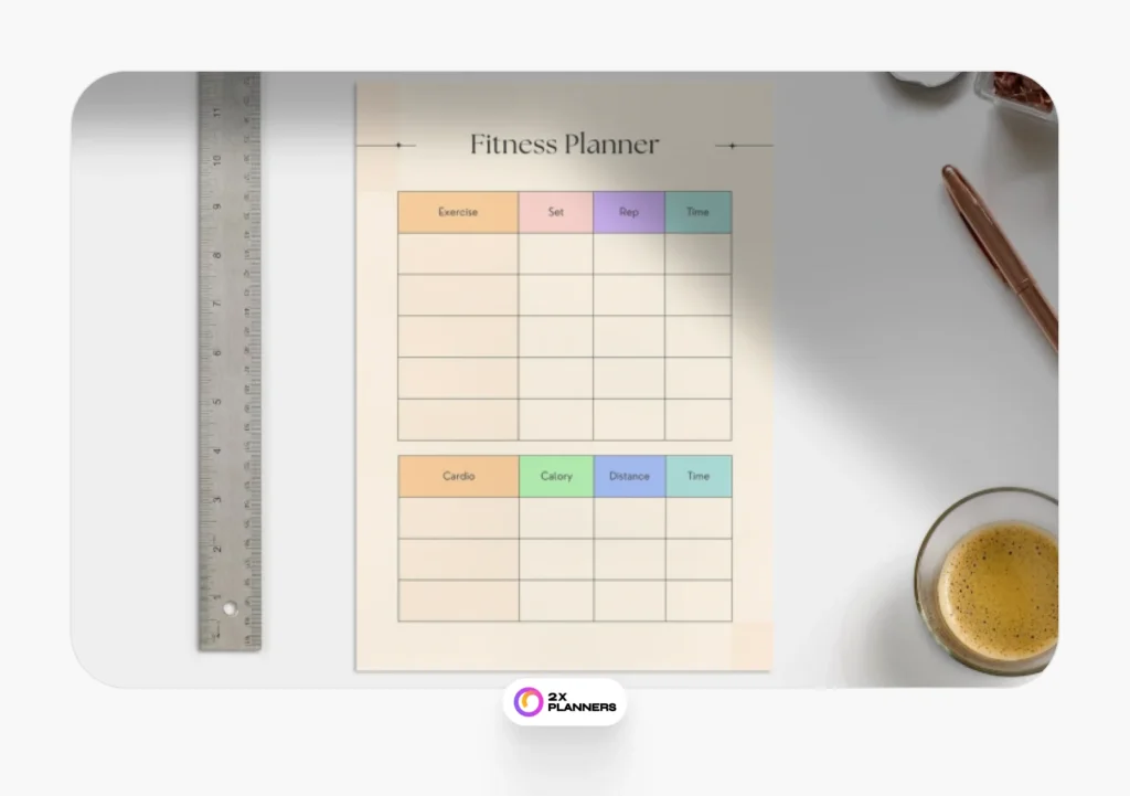 Cream Pastel Minimalist Fitness Workout Planner