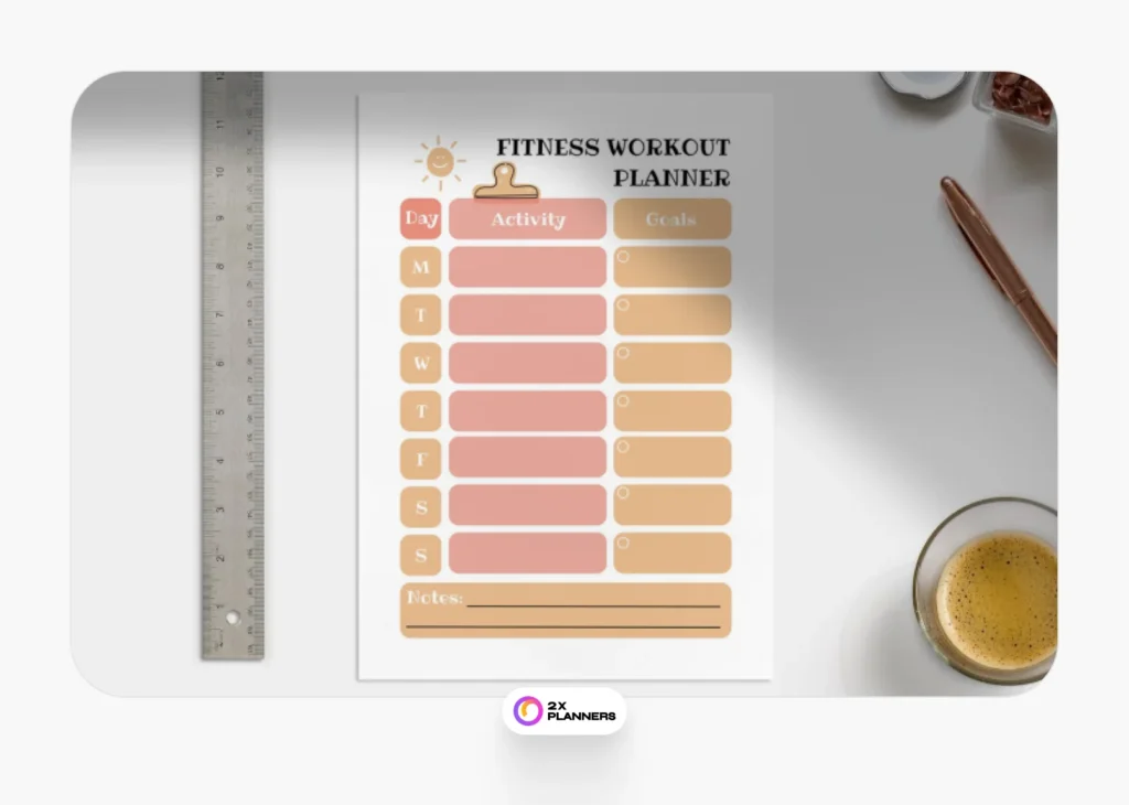 Pastel Playful Fitness Workout Planner