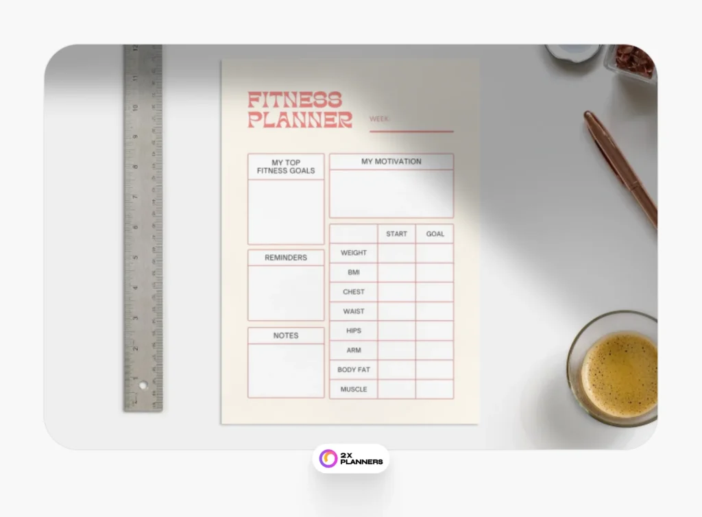 Beige Orange Modern Minimal Fitness Planner
