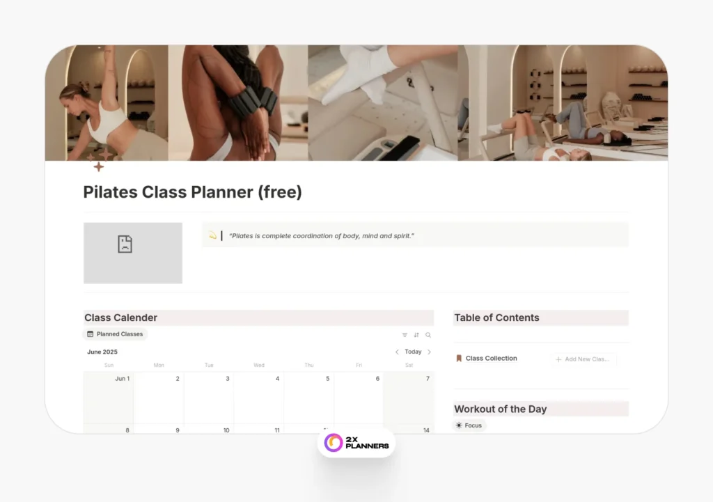 Pilates Teacher Class Planner