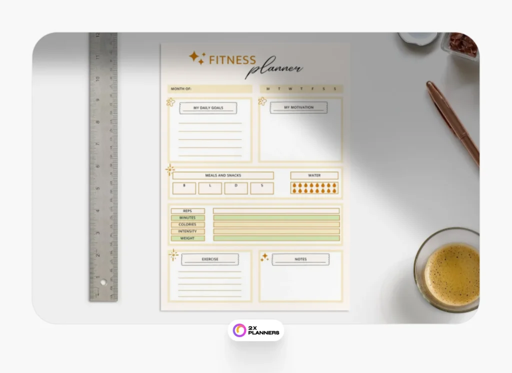 Colorful and Modern Fitness Planner Sheet