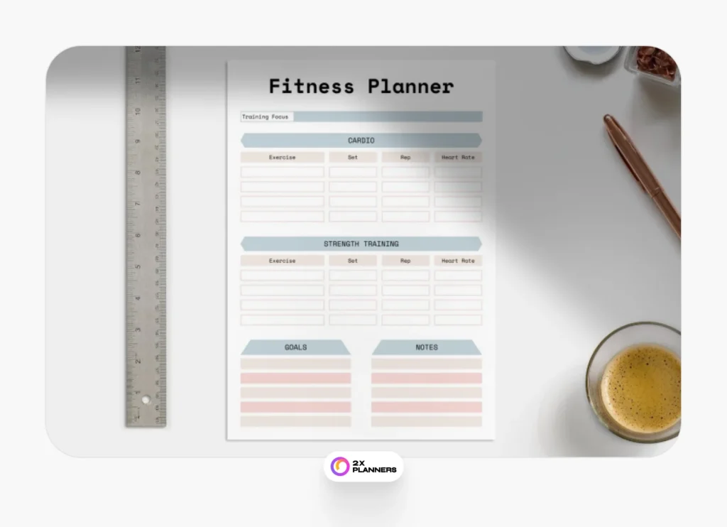 Modern Fitness Planner Sheet