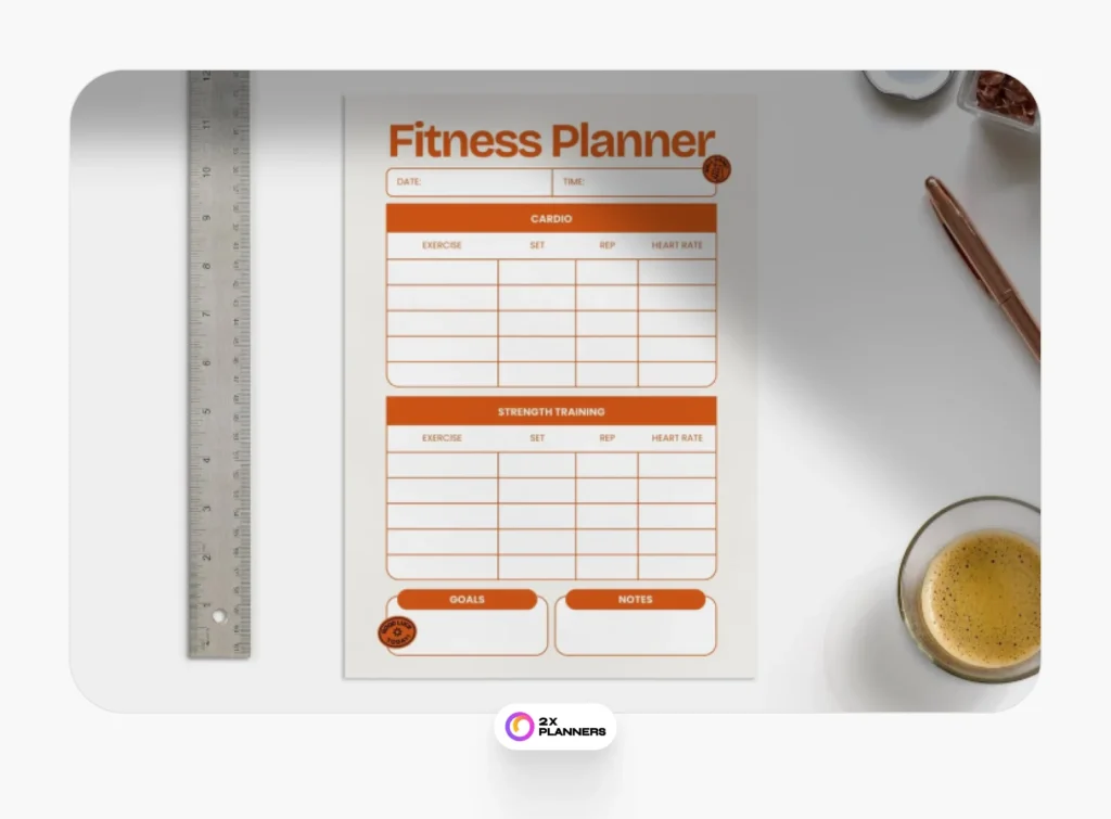 Orange Bold Simple Fitness Planner