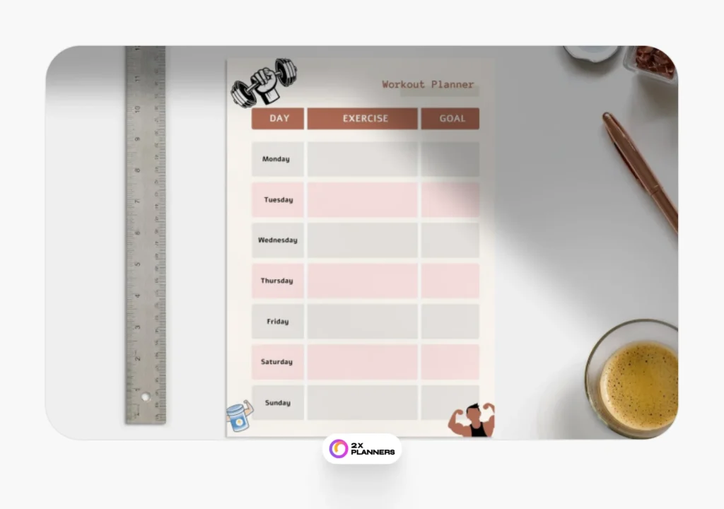 Pastel Simple Workout Planner
