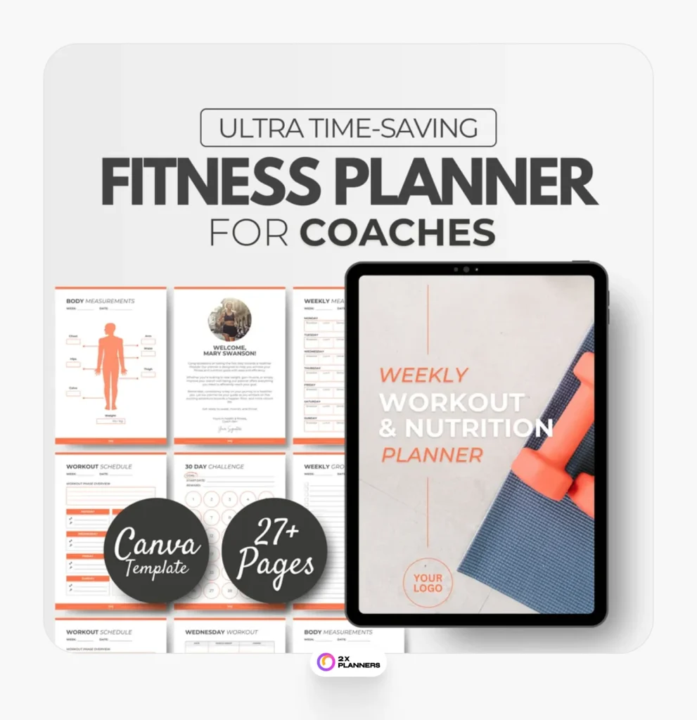 Fitness Planner: Workout & Nutrition, Editable Canva Template