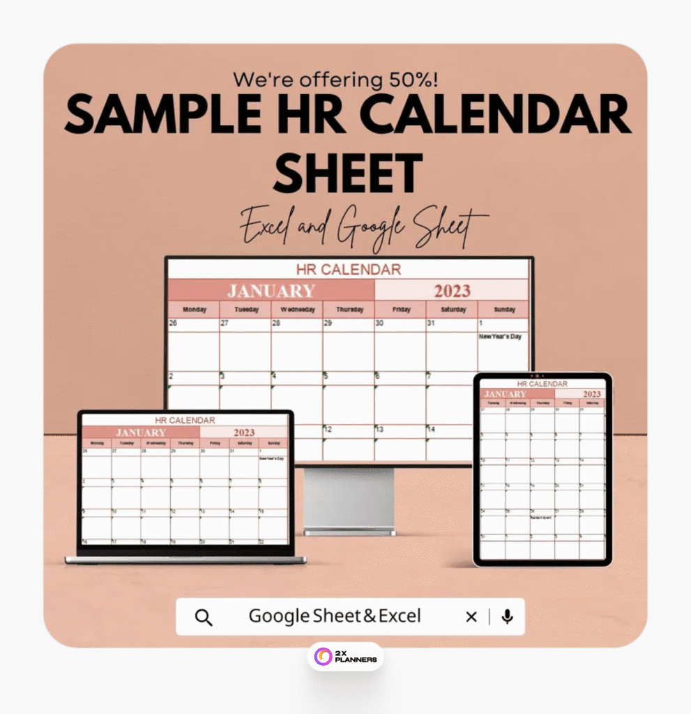 HR Monthly Planner Template