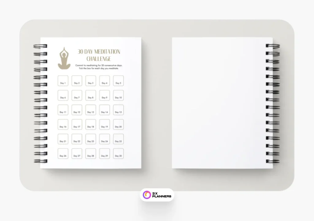 Gold Minimalist Meditation Challenge Planner Tracker