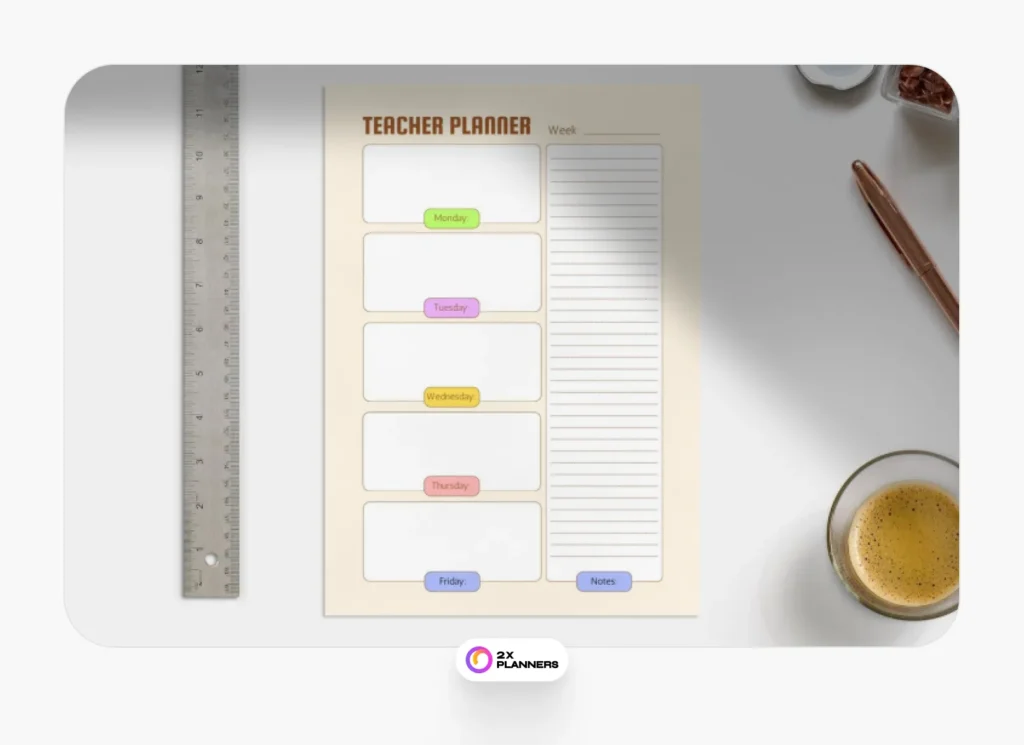Cream White Minimalist Teacher Planner