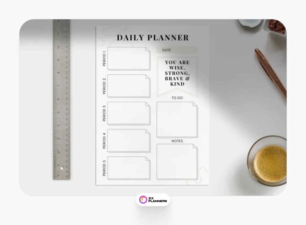 Grey Minimalist Daily Teacher Planner