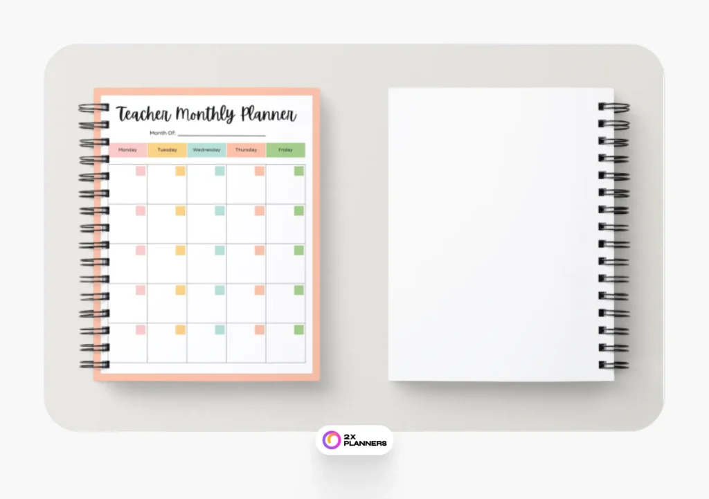 Teacher Monthly Planner in Colourful Pastel Simple Style